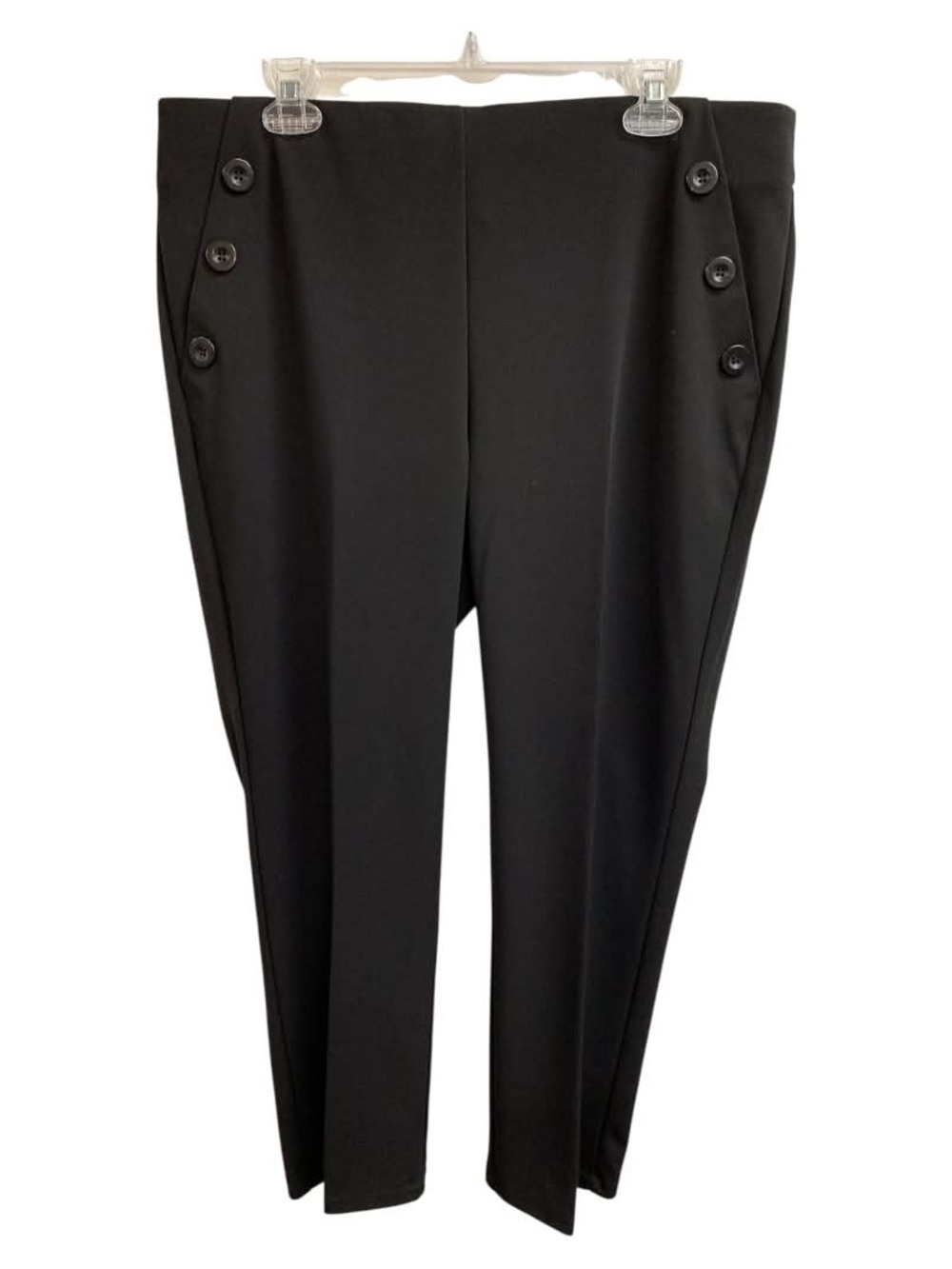 89th & Madison Black Straight-Leg Pants with Button Detail Size M